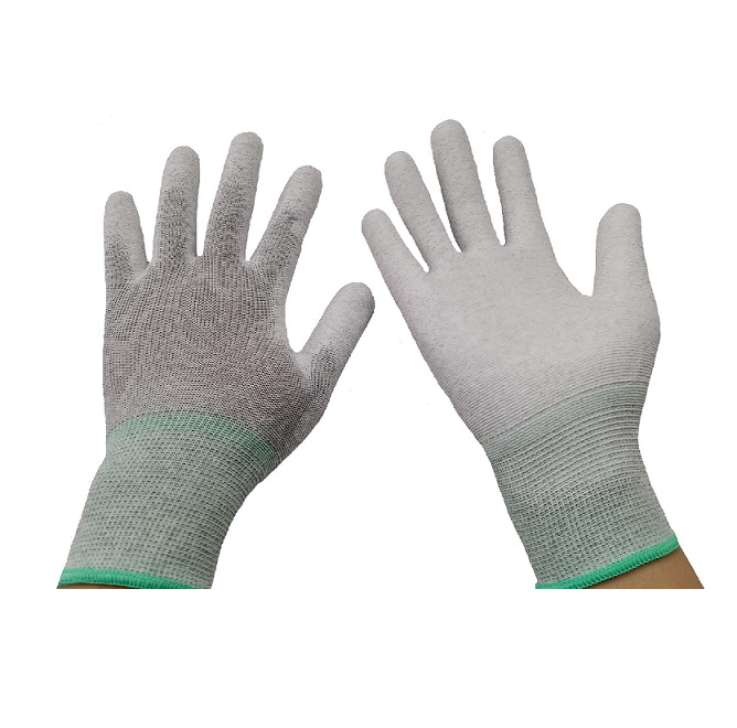 KM ESD(Carbon) PU Coated Gloves/Nylon
