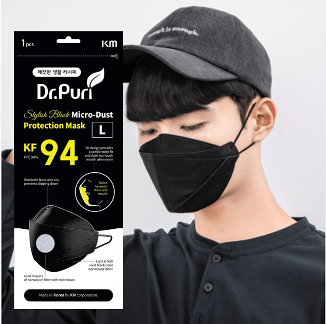 Dr. Puri KF94 3D Black Mask