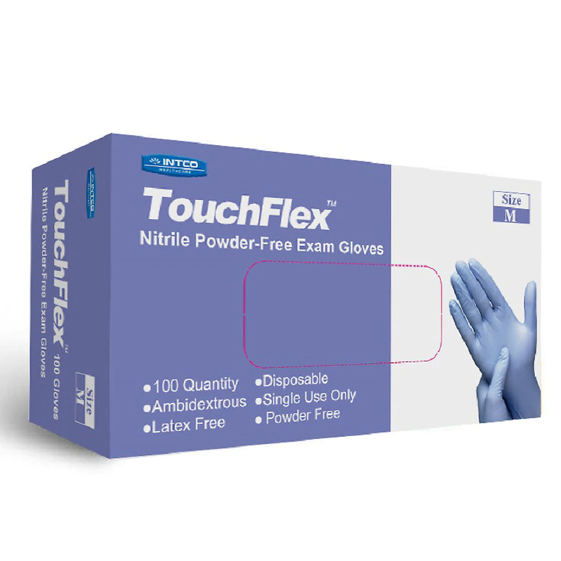 INTCO TouchFlex Nitrile Powder-Free Exam Gloves, Violet, 4.0 Mil (Case of 1,000)