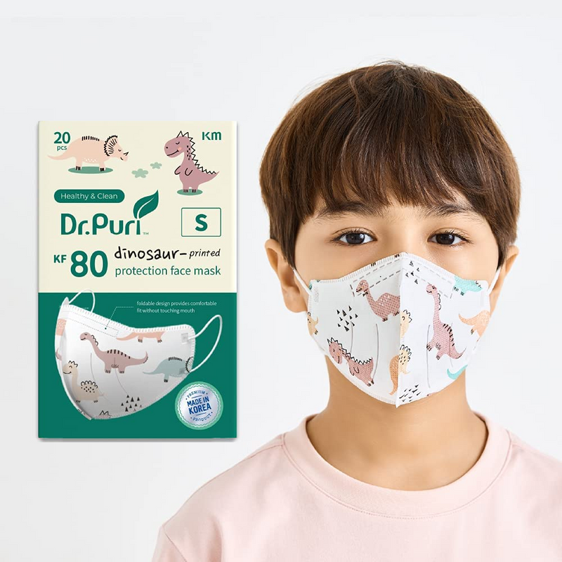 Dr. Puri KF80 Breathable Small Mask with Dinosaur-printed