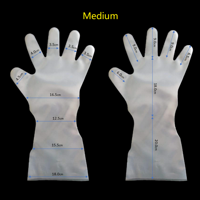 KM Virgin PE Gloves, Elbow Length